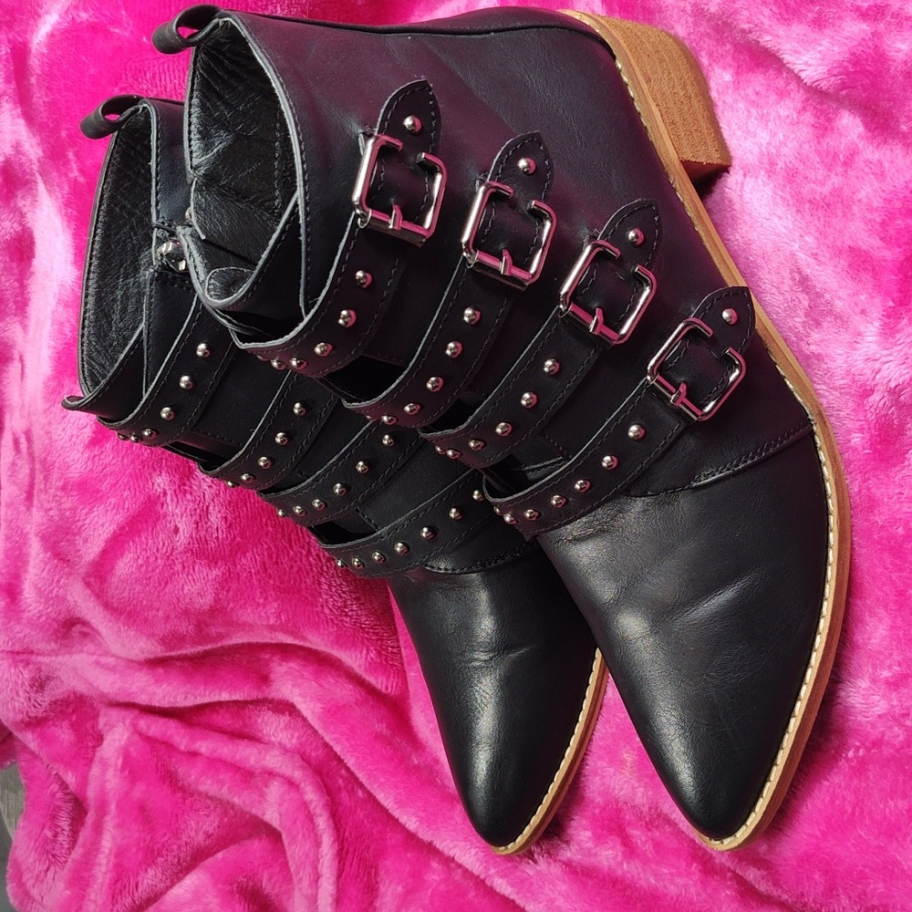 CCOCCI Brand Black Metal Studded Booties